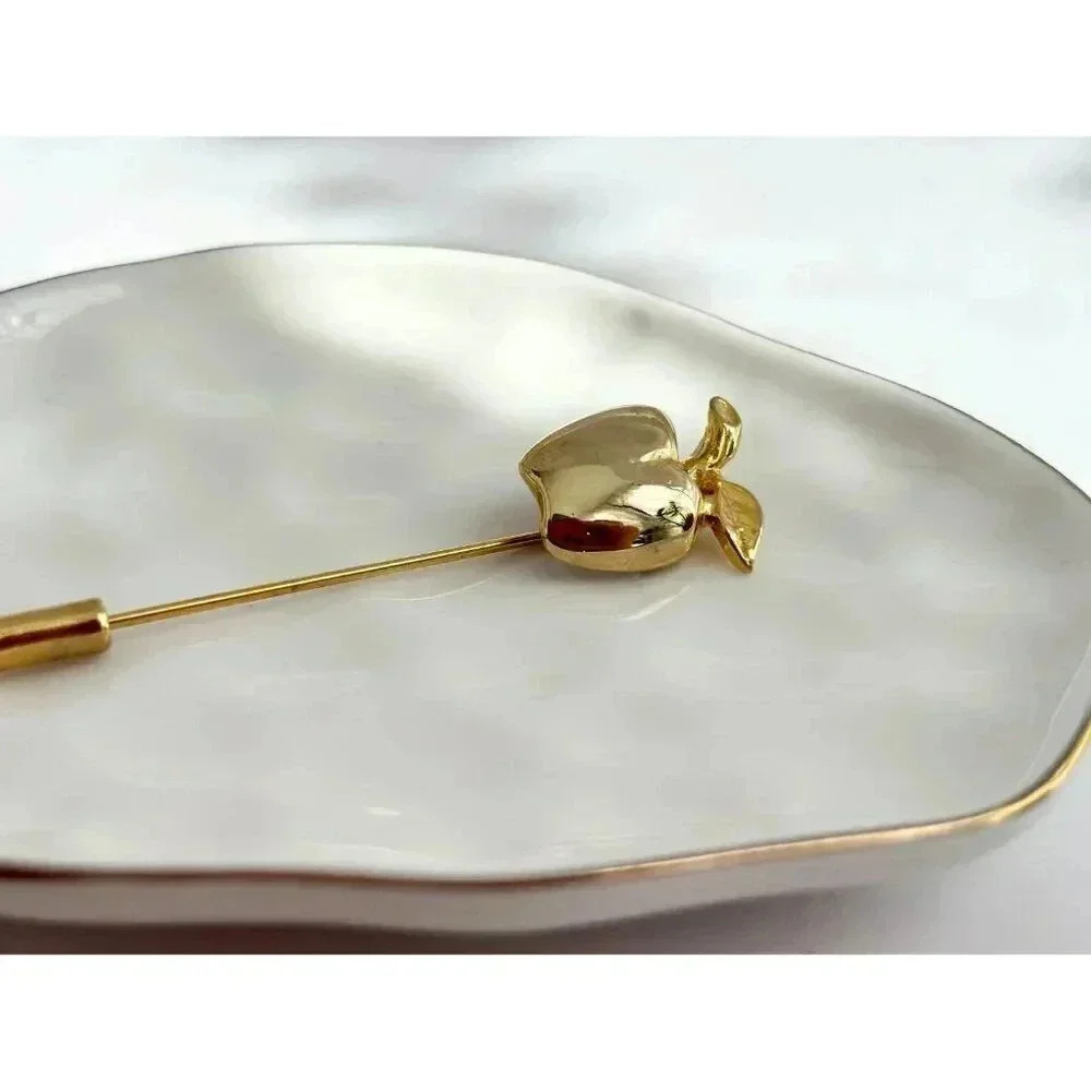 Vintage Gold Colored Apple Stick Pin - Picture 9 of 9
